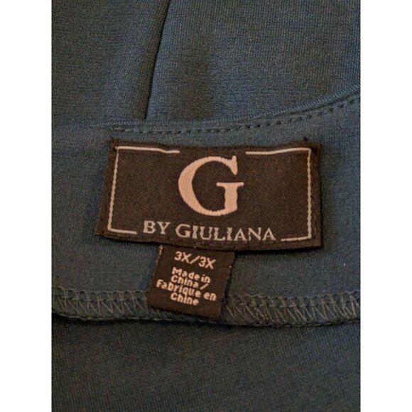 NEW G Giuliana Midi Dress Solid Forest Green Plus 3X Ruffle Hem Shift Cap Sleeve - Picture 8 of 8
